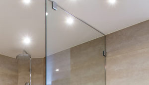 Glass Clamps in Frameless Shower Enclosure
